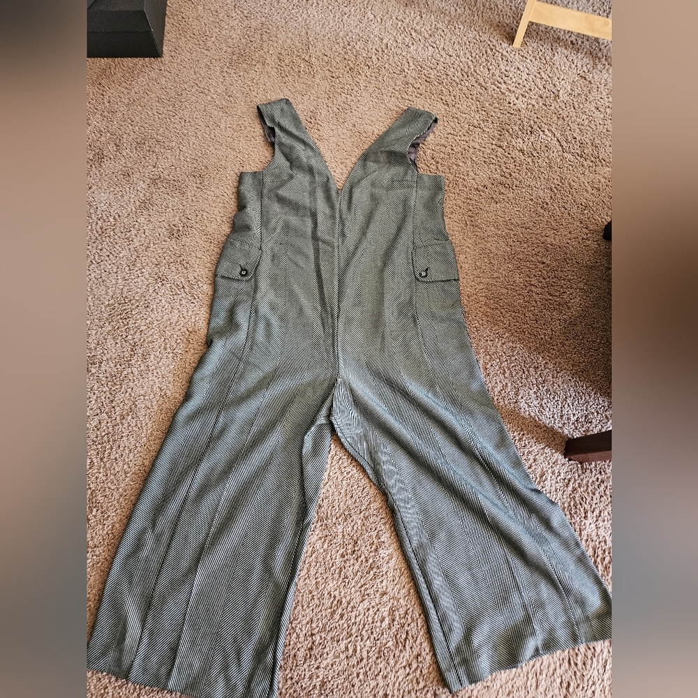 Anthropologie Cartonnier black and gray wide leg jumpsuit size Large